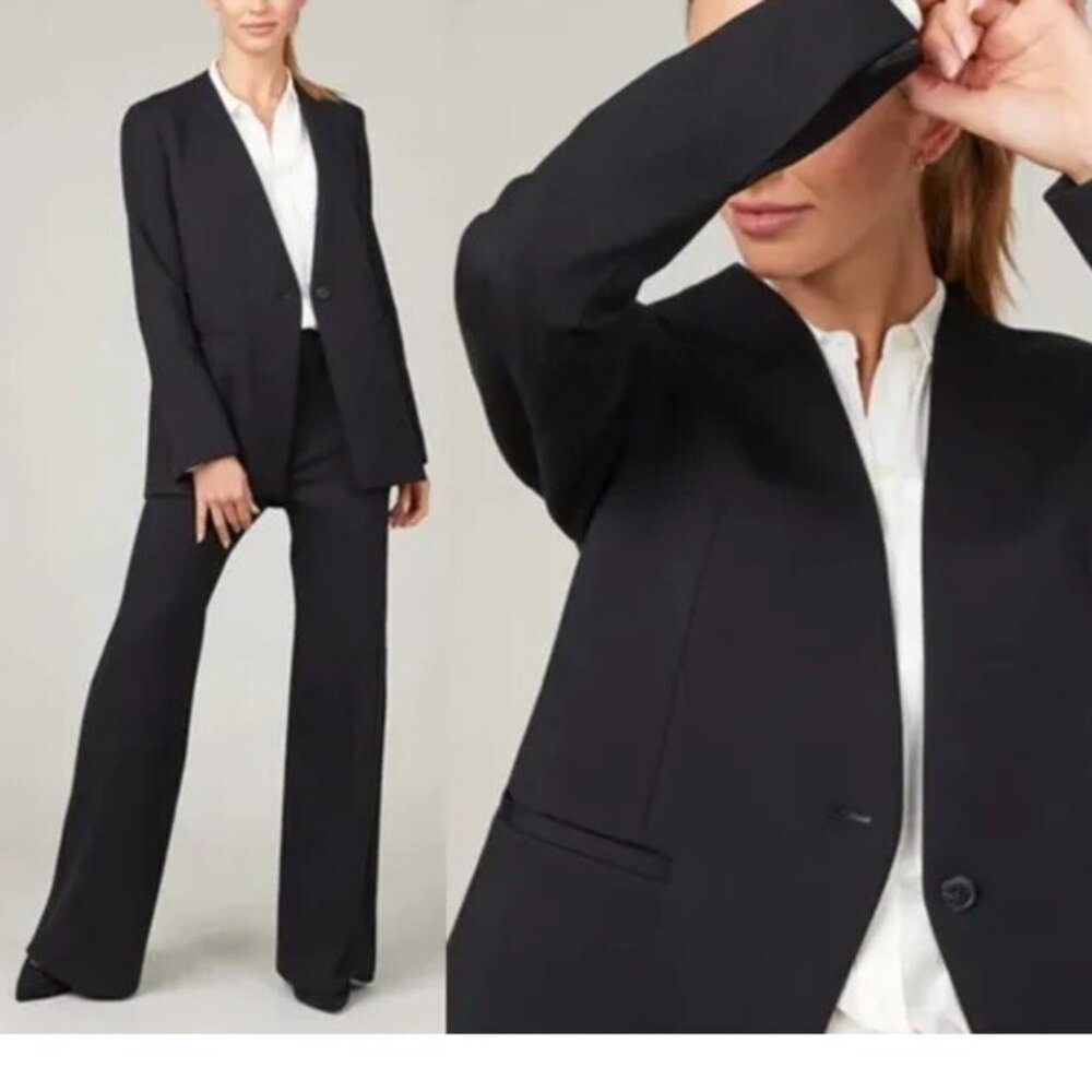 NWT SPANX The Perfect Collarless Oversized Pointe Navy Blue Blazer Size M - Picture 15 of 15